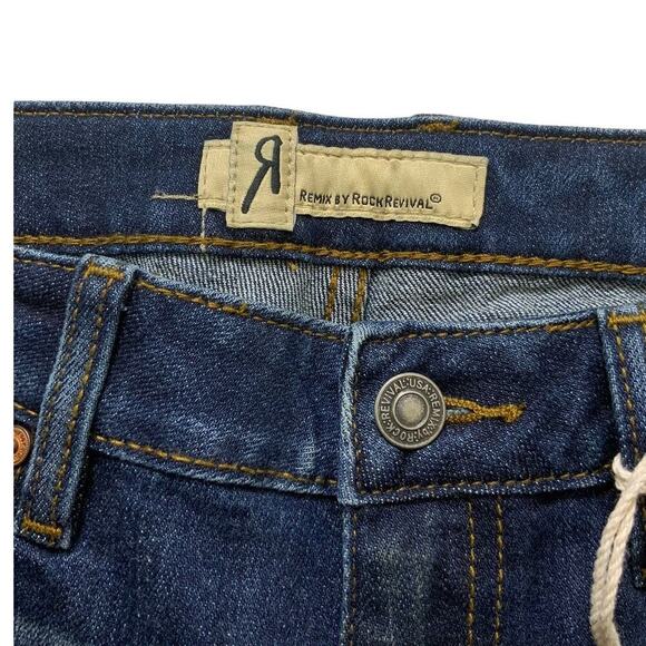 Remix By Rock Revival Jeans Women Size 29 Mid-Rise Straight Dark Wash Denim - Picture 7 of 13
